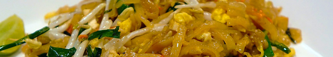 Eating Chinese Thai at Win's Thai Cuisine restaurant in North Hollywood, CA.